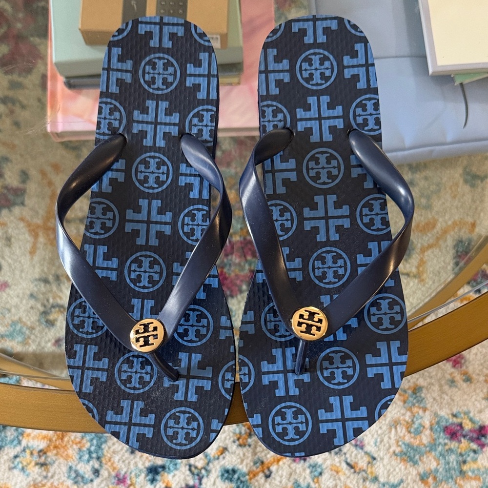 Tory Burch Navy Flip Flops